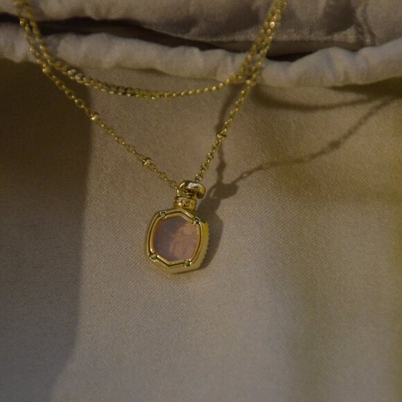 Kendra Scott Davie Pink Firefly Intaglio Double Strand Necklace in Gold Tone - Picture 6 of 6